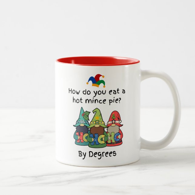 An Amusing Hot Mince Pie Joke Two-Tone Coffee Mug (Right)