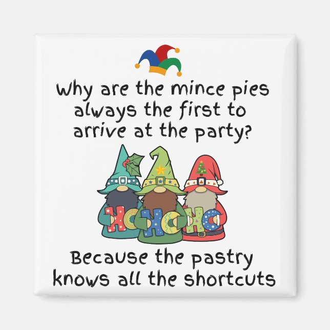 An Amusing Shortcut Mince Pie Joke Magnet (Front)