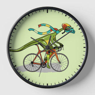 An Anabisetia Dinosaur Riding A Bicycle. Clock