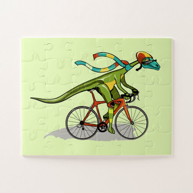An Anabisetia Dinosaur Riding A Bicycle. Jigsaw Puzzle (Horizontal)