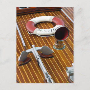 An Anchor And A Life-Buoy On A Wooden Boat Postcard