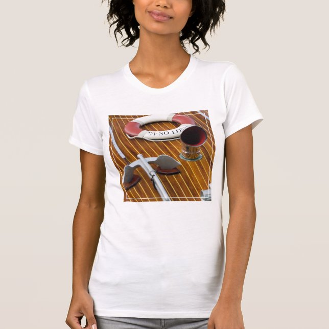 An Anchor And A Life-Buoy On A Wooden Boat T-Shirt (Front)