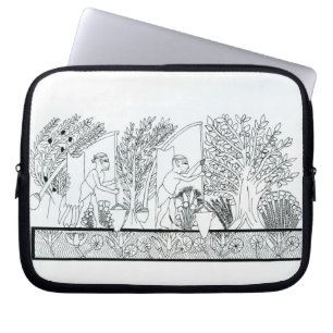 An ancient Egyptian garden (engraving) (b/w photo) Laptop Sleeve