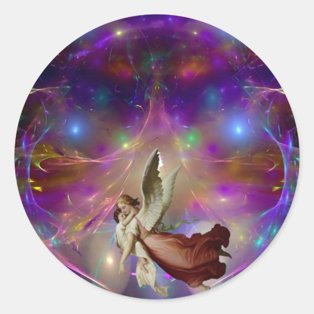 An Angel Awaits Classic Round Sticker (Front)