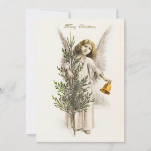 An angel holding a Christmas bell Vintage Holiday
