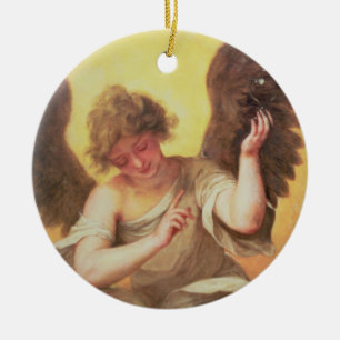 An Angel holding a Glass Flask Ceramic Ornament