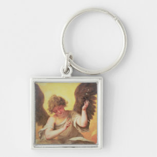 An Angel holding a Glass Flask Key Ring