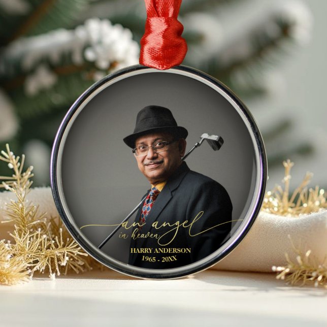 An Angel In Heaven | Gold Foil Memorial Photo Metal Ornament (Creator Uploaded)
