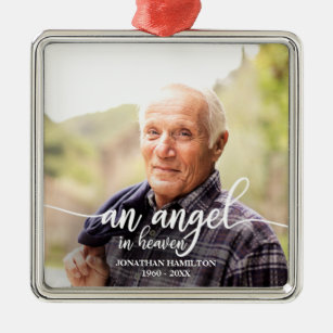 An Angel In Heaven Personalised Photo Memorial Metal Ornament
