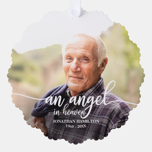 An Angel In Heaven Personalised Photo Memorial Tree Decoration Card (Front)