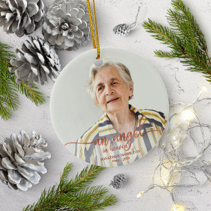 An Angel In Heaven  Personalized Photo Memorial Ceramic Ornament