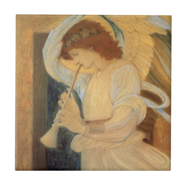 An Angel Playing a Flageolet By Burne Jones Ceramic Tile (Front)