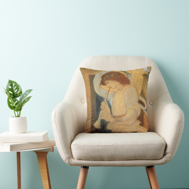 An Angel Playing a Flageolet By Burne Jones Cushion (Chair)