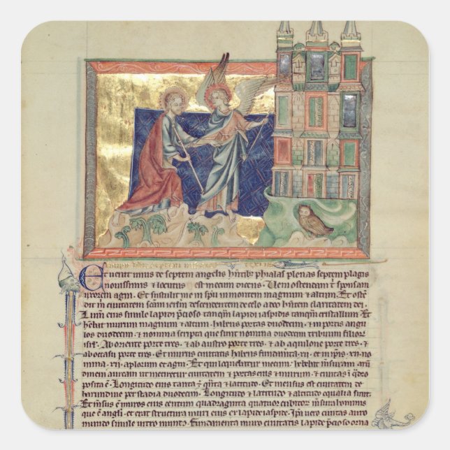 An angel showing the New Jerusalem Square Sticker (Front)