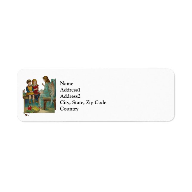 An Angel Teaching Children Christmas Return Address Label (Front)