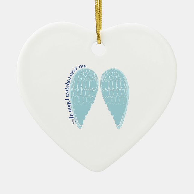 an Angel Watches over me Ceramic Tree Decoration (Front)