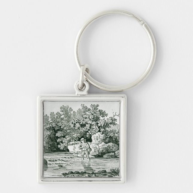 An Angler in a River Pool, from 'British Key Ring (Front)