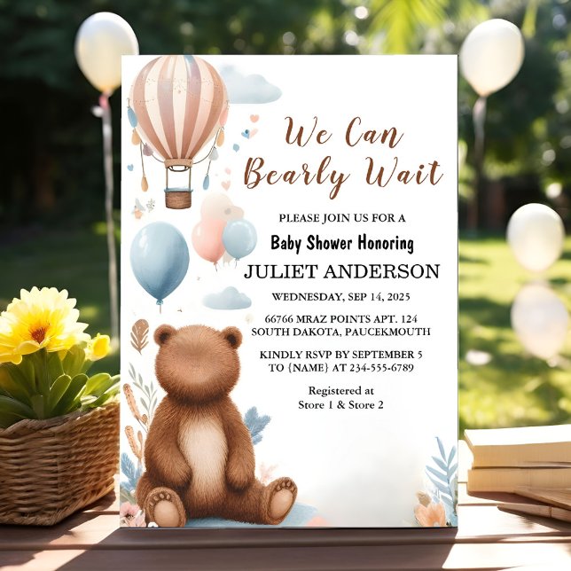 An Animal Cub Boho We Can Bearly Wait Baby Shower Invitation (Creator Uploaded)