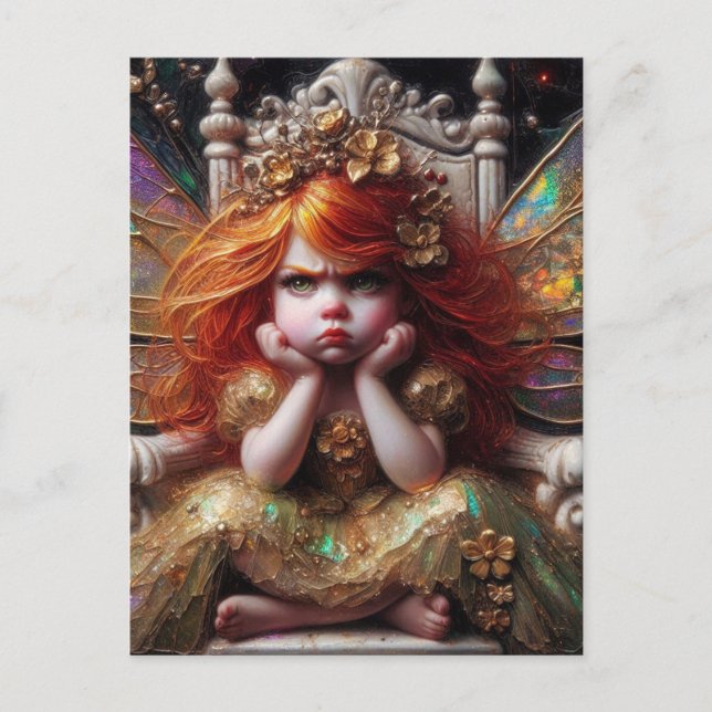 An Annoyed Little Fairy on Her Throne Postcard (Front)