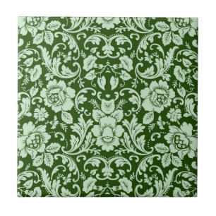 An antique floral damask ceramic tile
