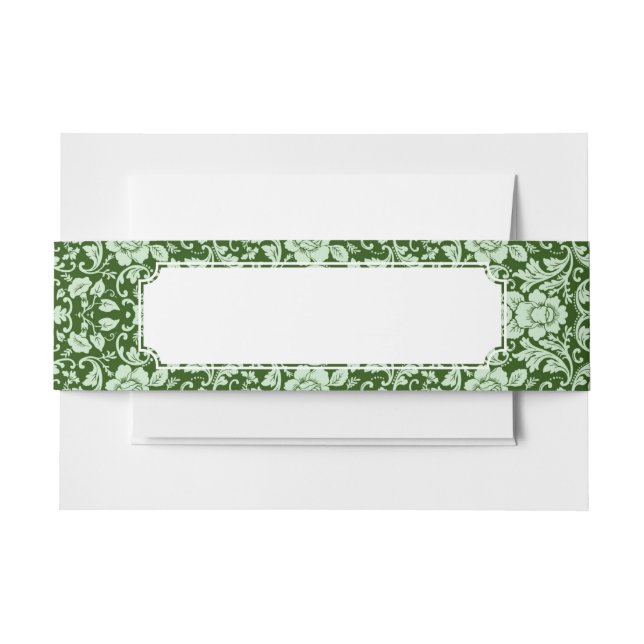 An antique floral damask invitation belly band (Front Example)