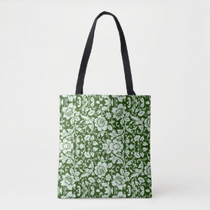 An antique floral damask tote bag