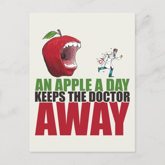 An Apple a Day Keeps The Doctor Away Funny Apple Postcard (Front)