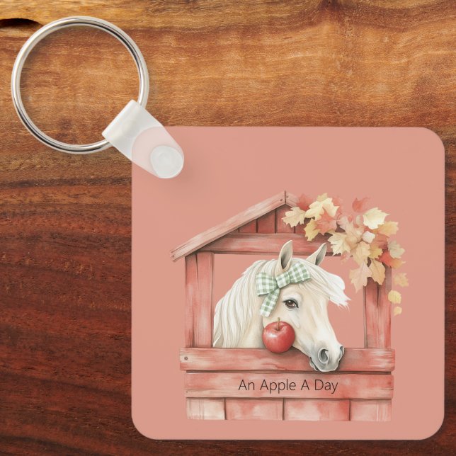 An Apple A Day White Horse Key Ring (Front)