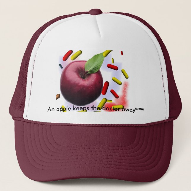 An apple keeps the doctor away""""" trucker hat (Front)