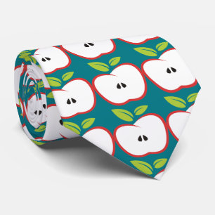 An apple with a red outline and green leaves tie