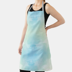 An apron with a calming pastel gradient of blue