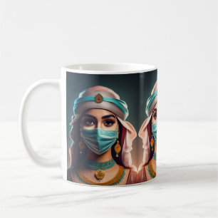 An Arab girl with a veil and kohl-rimmed eyes Coffee Mug