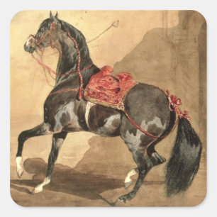 An Arabian Horse (w/c laid down on paper) Square Sticker