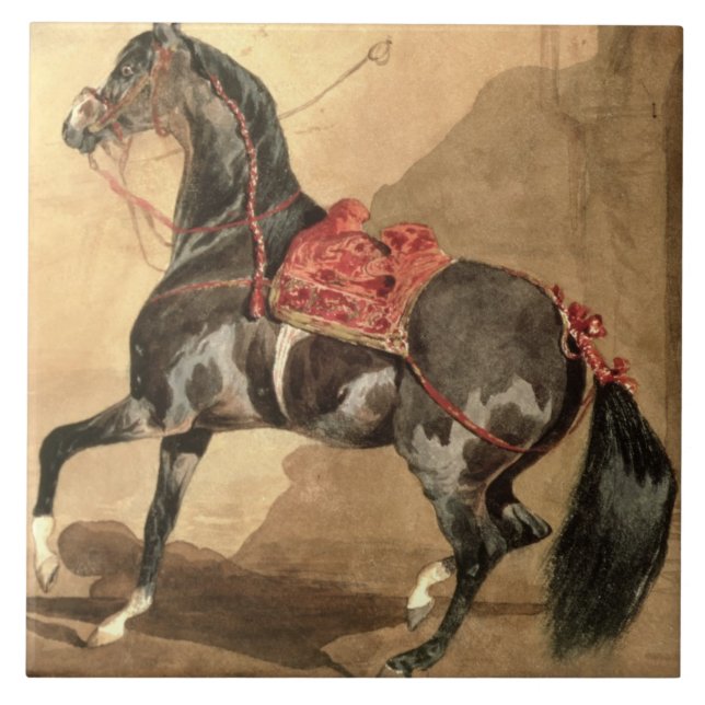 An Arabian Horse (w/c laid down on paper) Tile (Front)