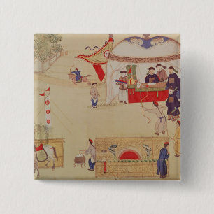 An archery contest, late 18th century 15 cm square badge