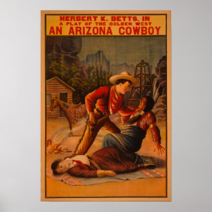An Arizona Cowboy - Cowboy and Indian Fight Poster