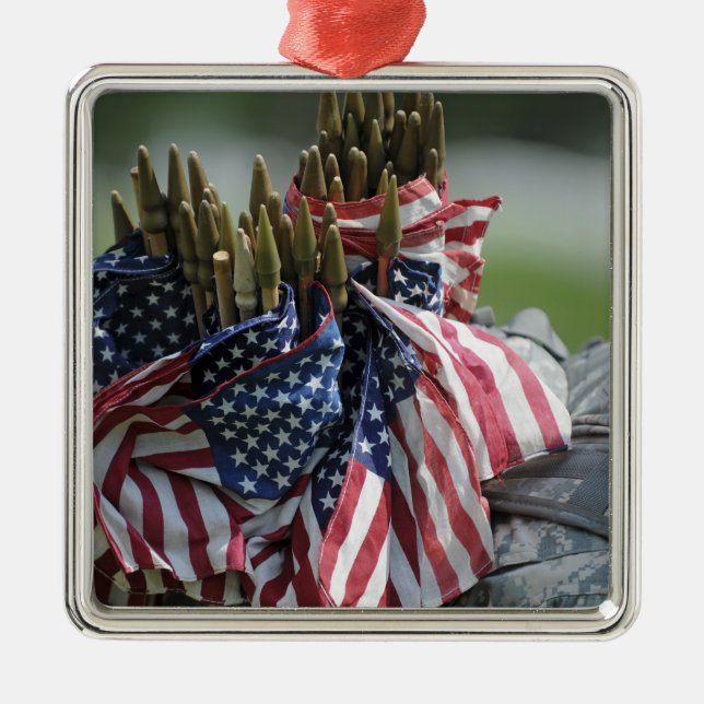 An Army soldier's backpack Metal Ornament (Front)