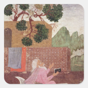 An ascetic on a tigerskin square sticker