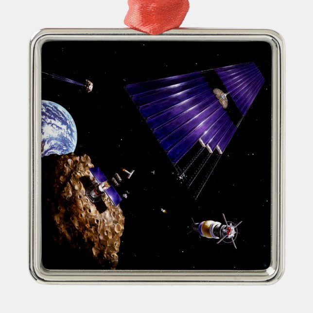 An asteroid mining mission metal ornament (Front)