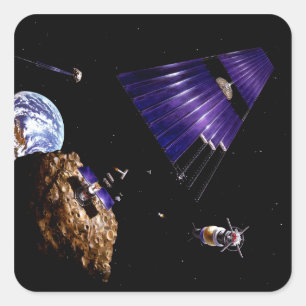 An asteroid mining mission square sticker