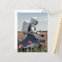  an astronaut in a poppy field
