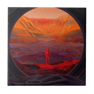 An Astronaut On Mars Ceramic Tile