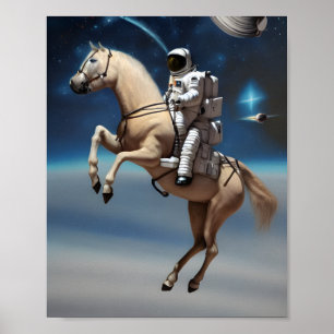 An Astronaut Riding a Horse in Space Poster