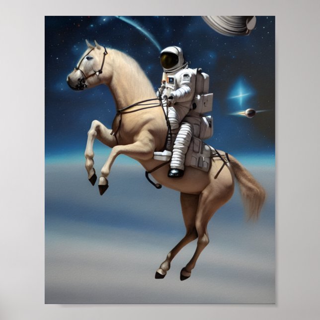 An Astronaut Riding a Horse in Space Poster (Front)