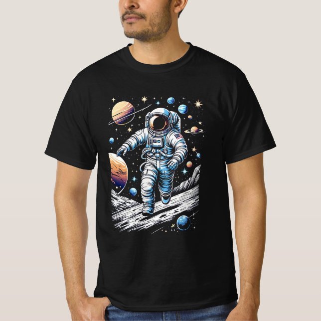 An astronaut running on the moon T-Shirt (Front)