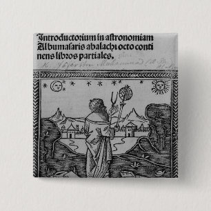 An Astronomer stargazing 15 Cm Square Badge