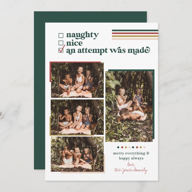 An Attempt Was Made | Modern Christmas Photo Card (Front/Back)