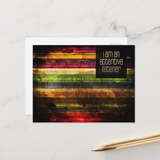 "An attentive listener" Motivation Affirmation Postcard (Front/Back In Situ)