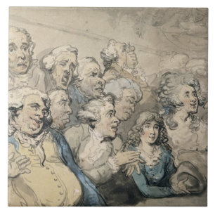 An Audience at Drury Lane Theatre (pen & ink and w Tile