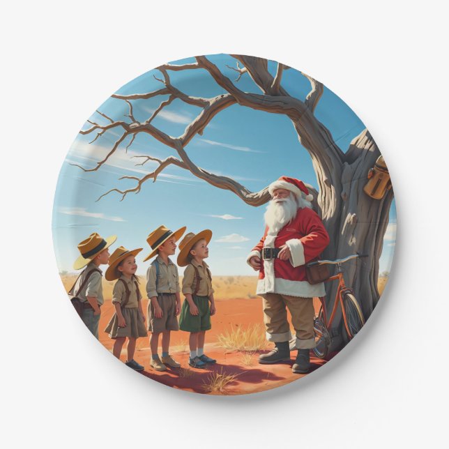 AN AUSSIE CHRISTMAS SANTA ~ Cute ~ Paper Plate (Front)